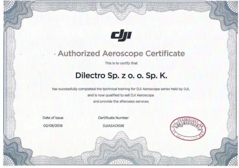 Certyfikat Aeroscope Dilectro